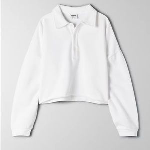 Aritzia Sunday best white cropped polo sweater